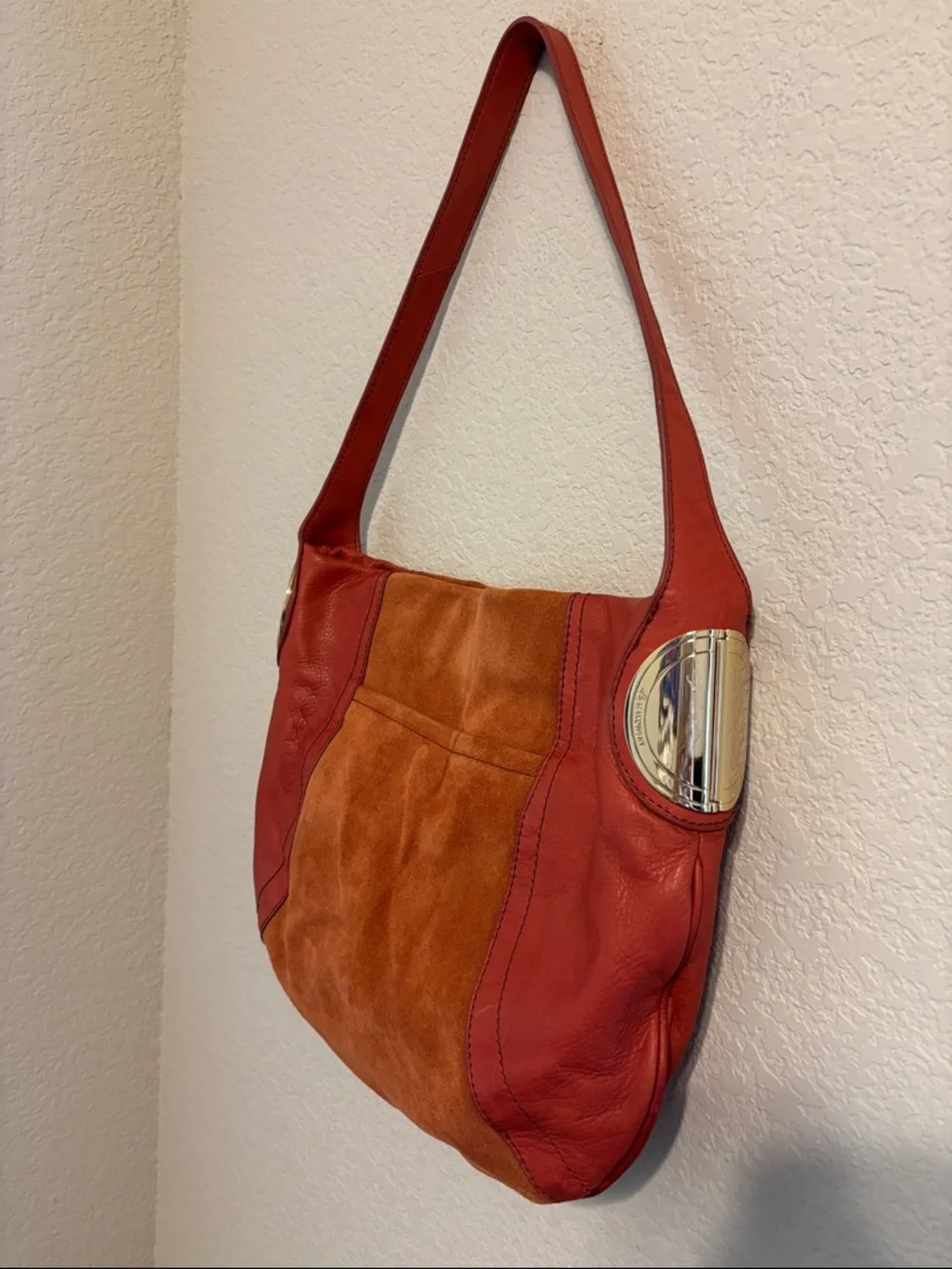 B. Makowsky Suede Leather Shoulder Bag in Burnt Orange - Picture 2 of 9